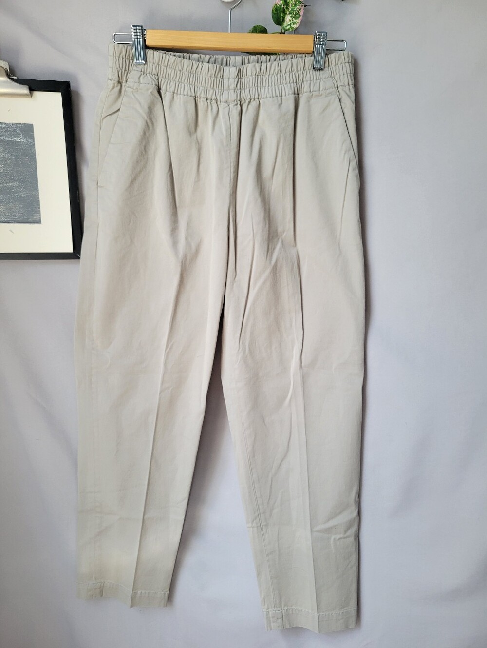 Everlane High Rise Pleated Front Pull On Trouser Pants Gray 4
